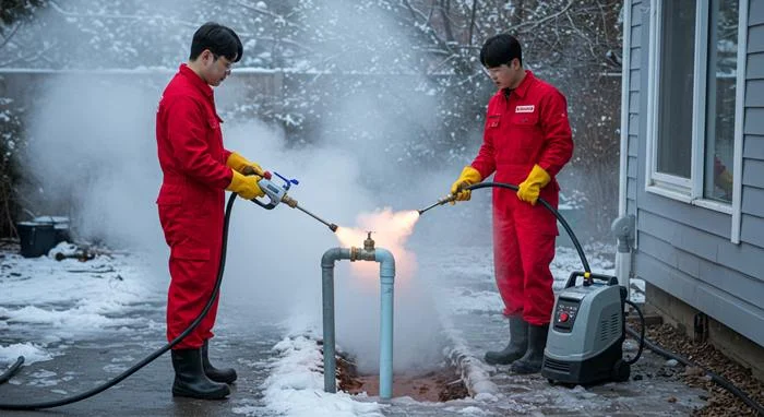 범박동 언 수도 녹임 해빙 업체 하수구 얼었을 때 복구 완료