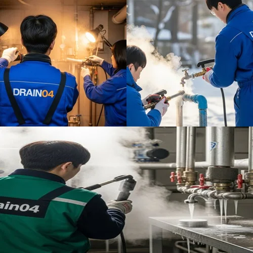 심곡동 언 수도 녹임 해빙 업체 하수구 동파 신속 해결