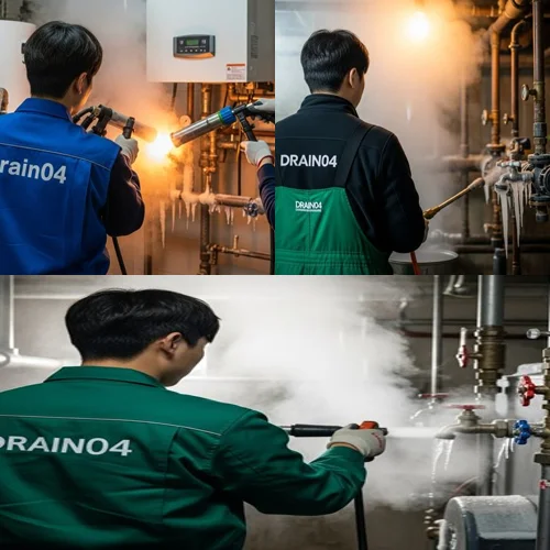 심곡동 언 수도 녹임 해빙 업체 하수구 동파 신속 해결