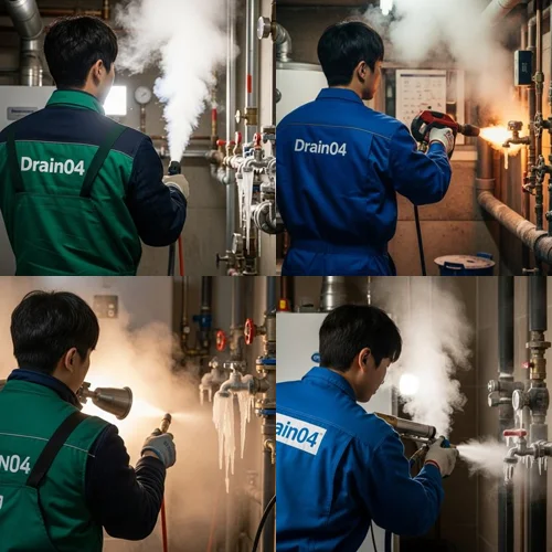 오정동 해빙 하수도 배관 업체 꽁꽁 언 배관 시원하게 녹여